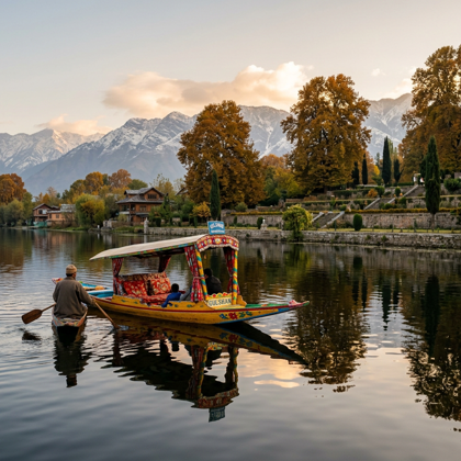 Shikara boat on Dal Lake in Srinagar