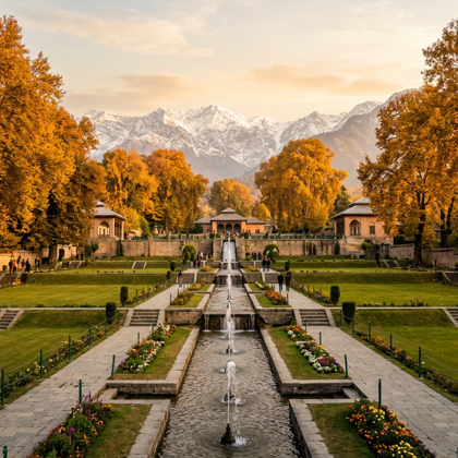 Mughal Garden terraces in Srinagar