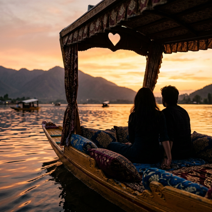 Shikara ride on Dal Lake at sunset
